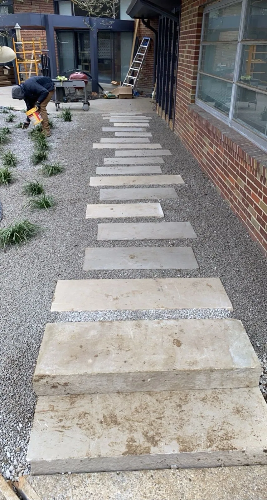 Stepping-stone garden walk completed by Queen City Hardscapes