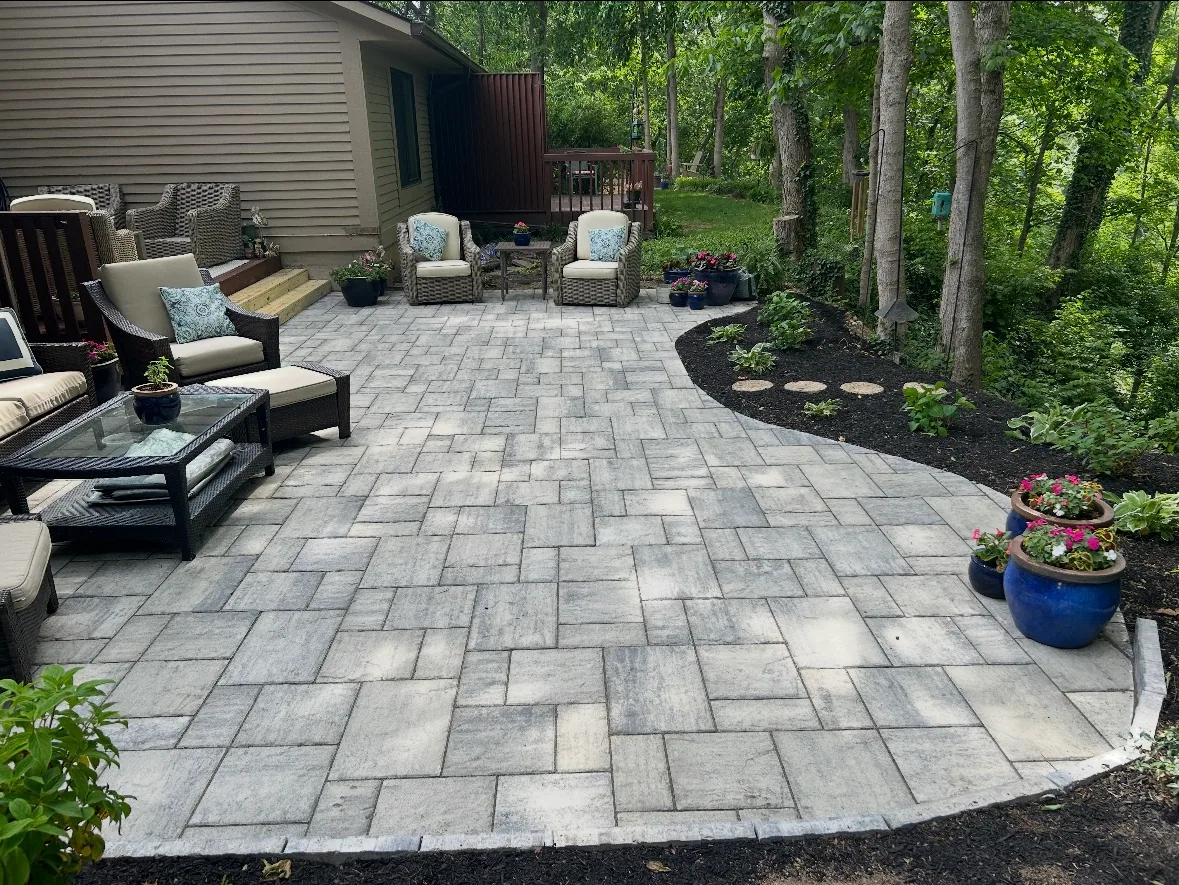 Wooded paver patio, view 2